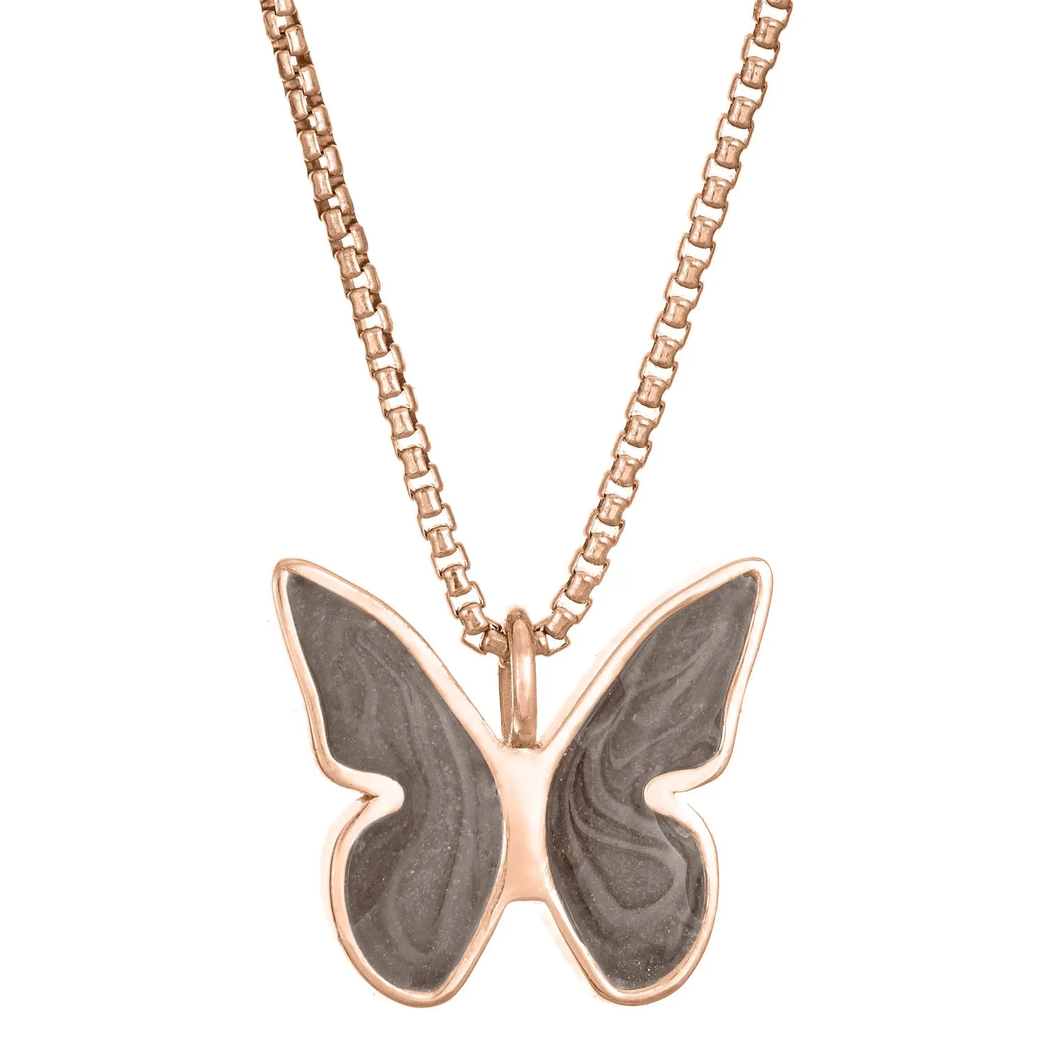 Butterfly Cremation Necklace in 14K Rose Gold
