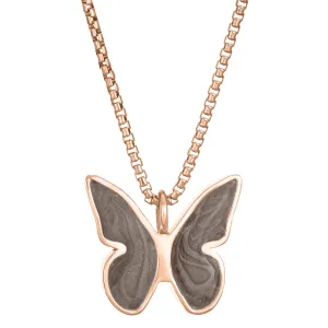 Butterfly Cremation Necklace in 14K Rose Gold