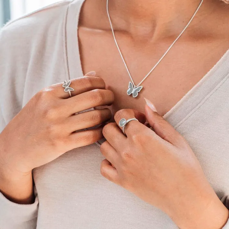 Butterfly Cremation Necklace in Sterling Silver