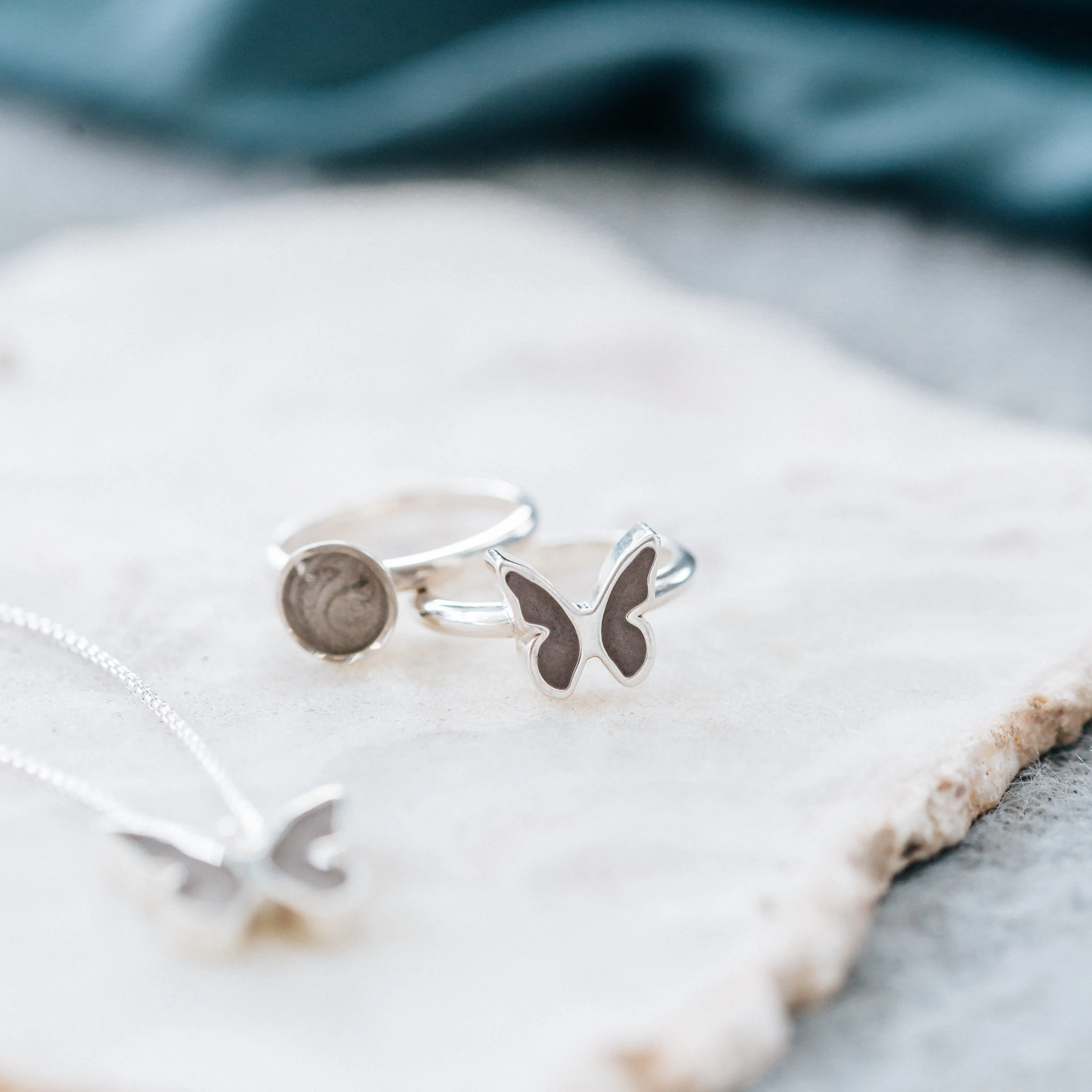Butterfly Cremation Ring in 14K White Gold