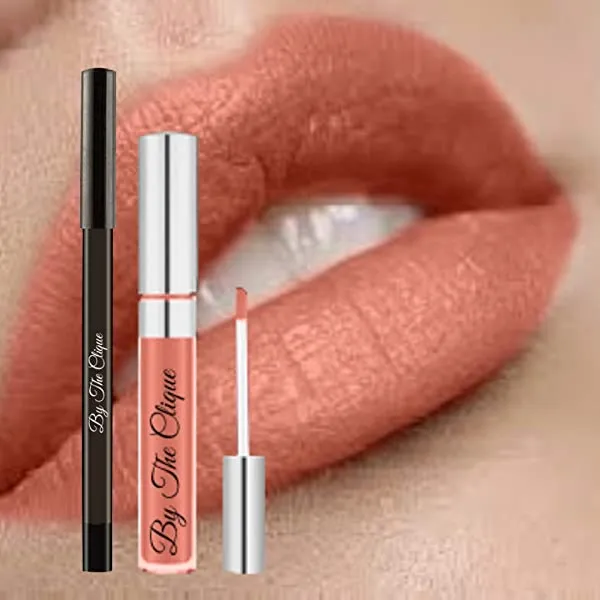 By The Clique Premium Matte Lip Kit | Soft Peach Tinted Nude | Sun Kissed
