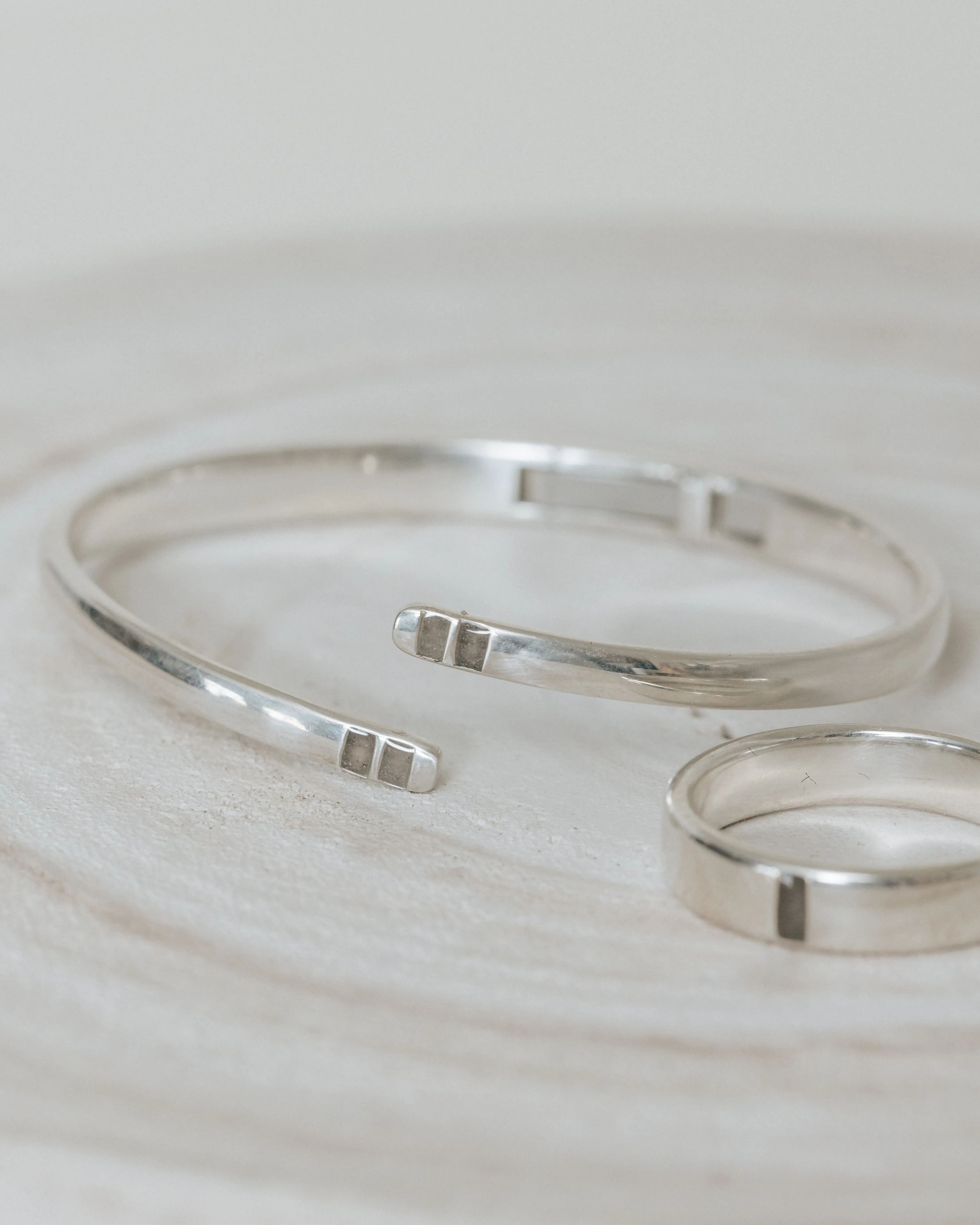Bypass Hinged Cuff Cremation Bracelet in 14K Rose Gold