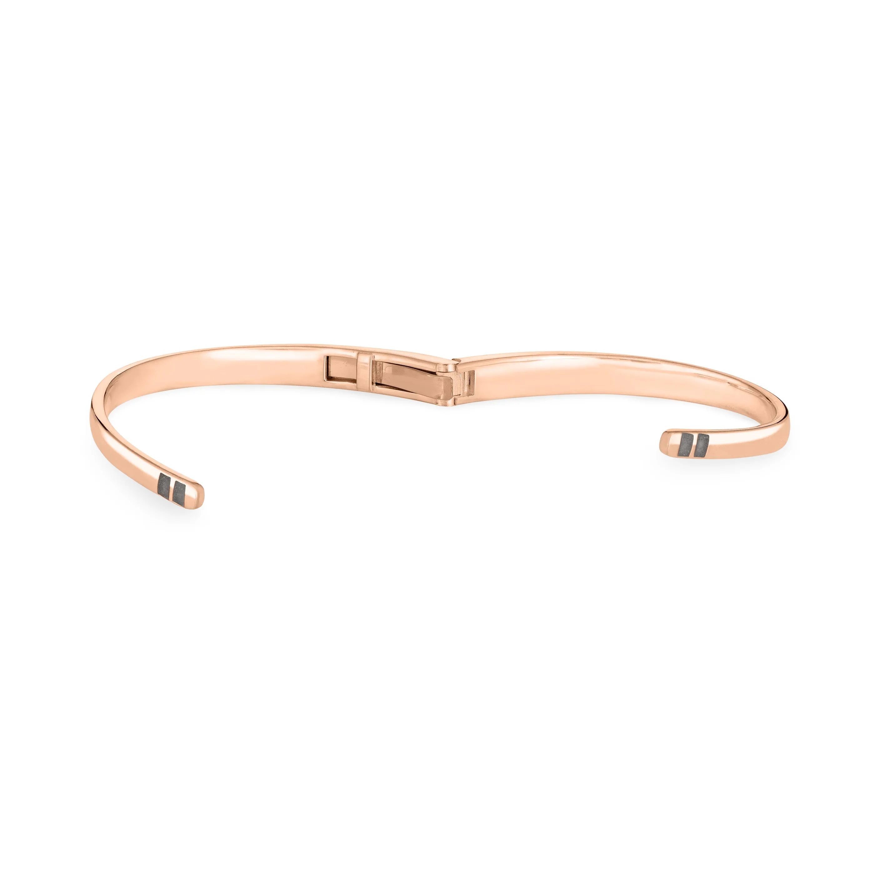 Bypass Hinged Cuff Cremation Bracelet in 14K Rose Gold