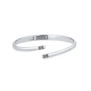 Bypass Hinged Cuff Cremation Bracelet in 14K White Gold
