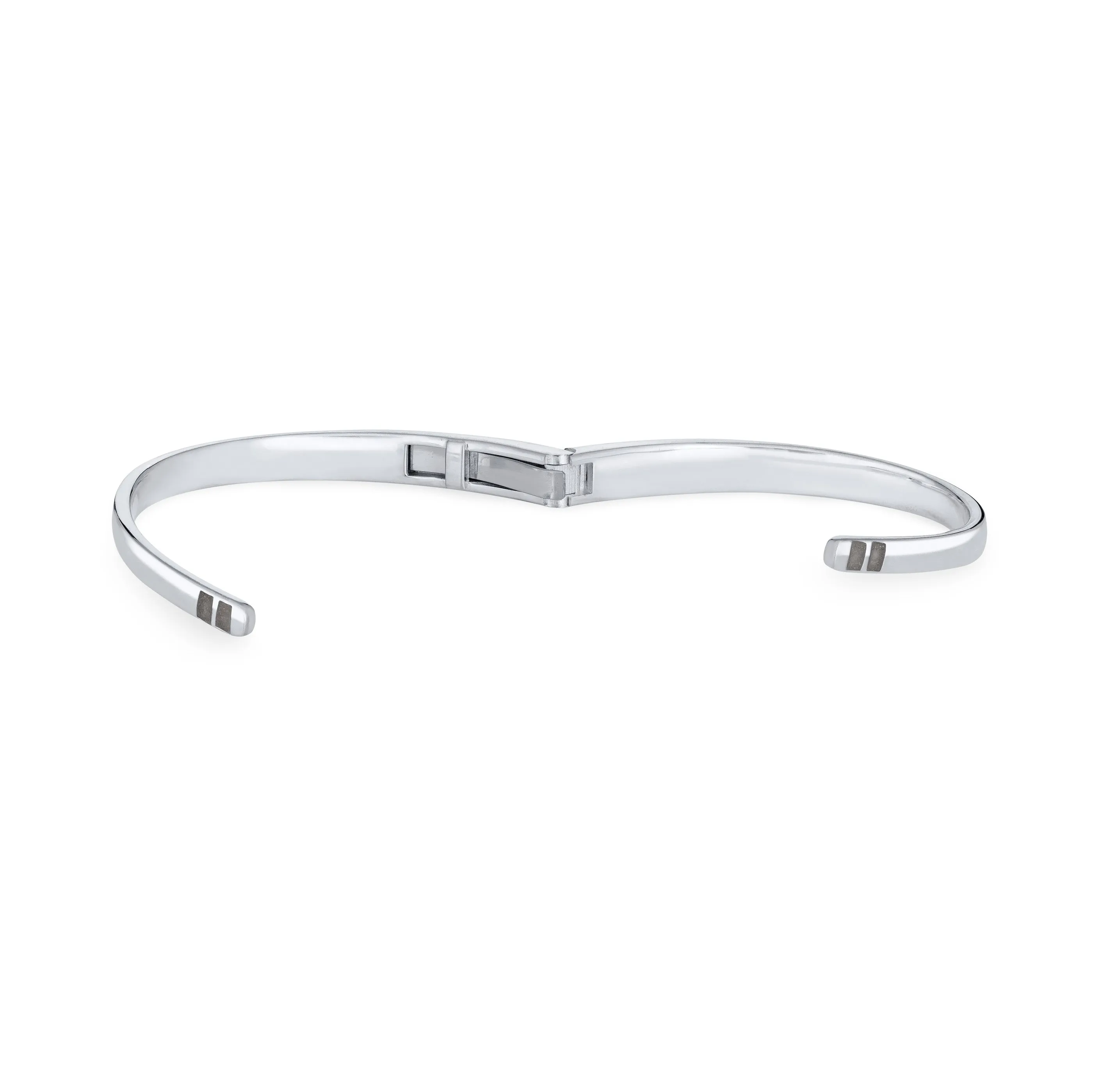 Bypass Hinged Cuff Cremation Bracelet in 14K White Gold