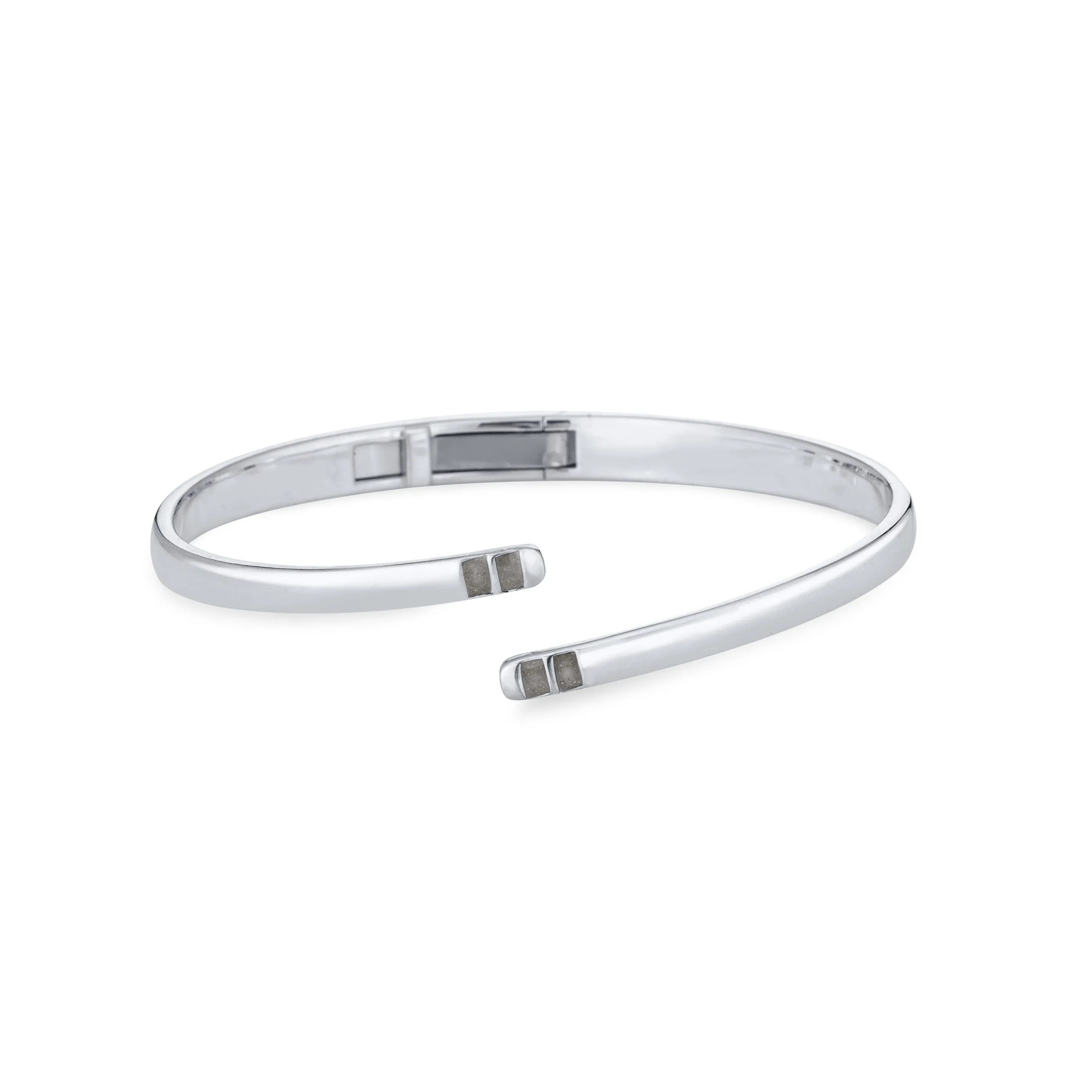 Bypass Hinged Cuff Cremation Bracelet in 14K White Gold