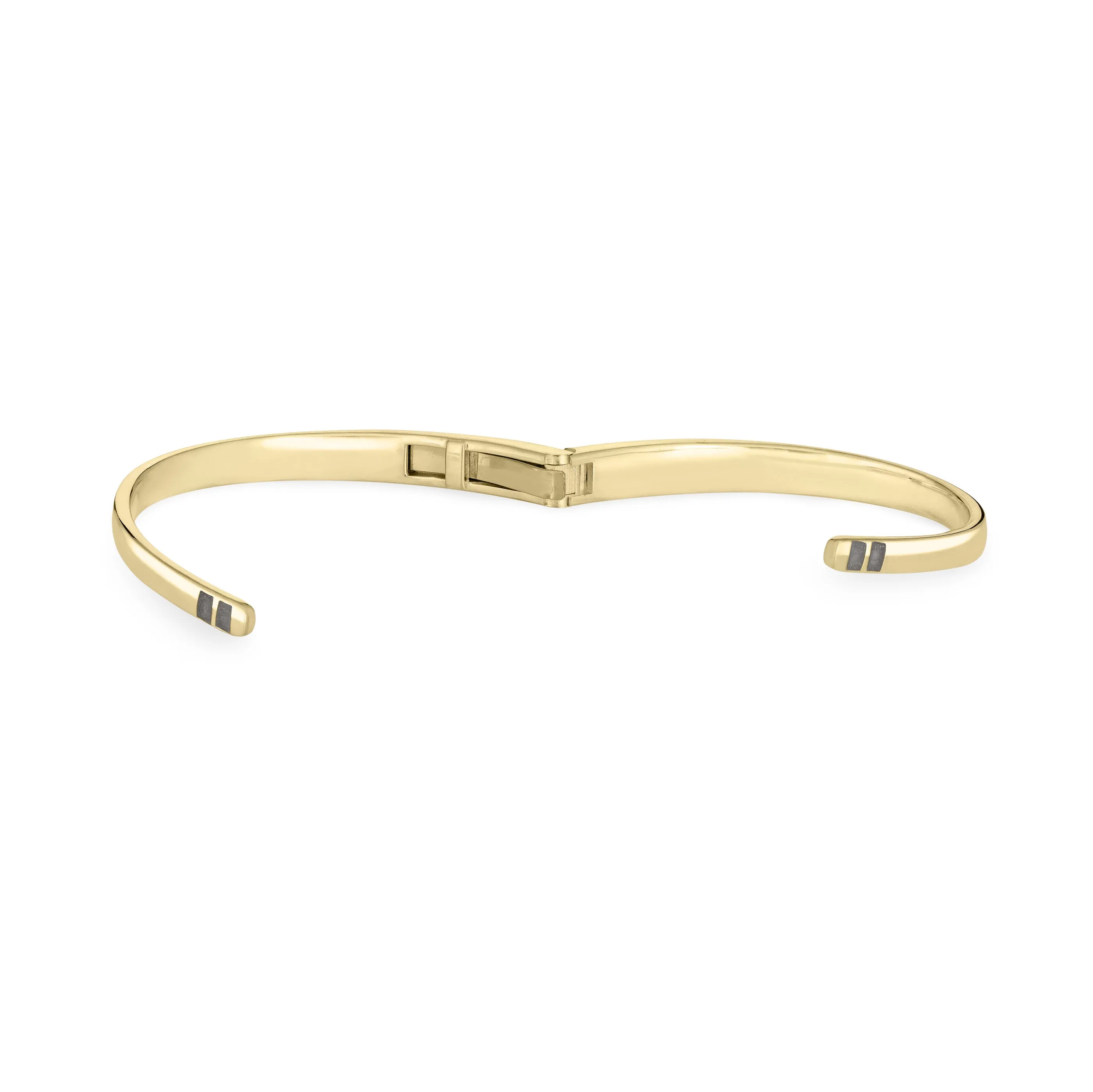 Bypass Hinged Cuff Cremation Bracelet in 14K Yellow Gold