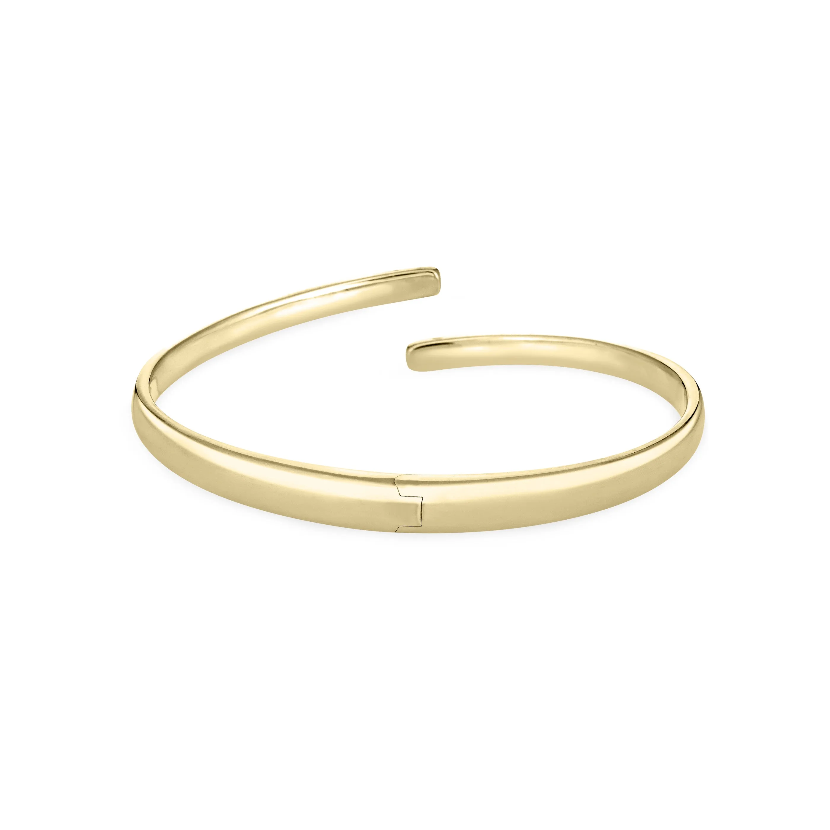 Bypass Hinged Cuff Cremation Bracelet in 14K Yellow Gold