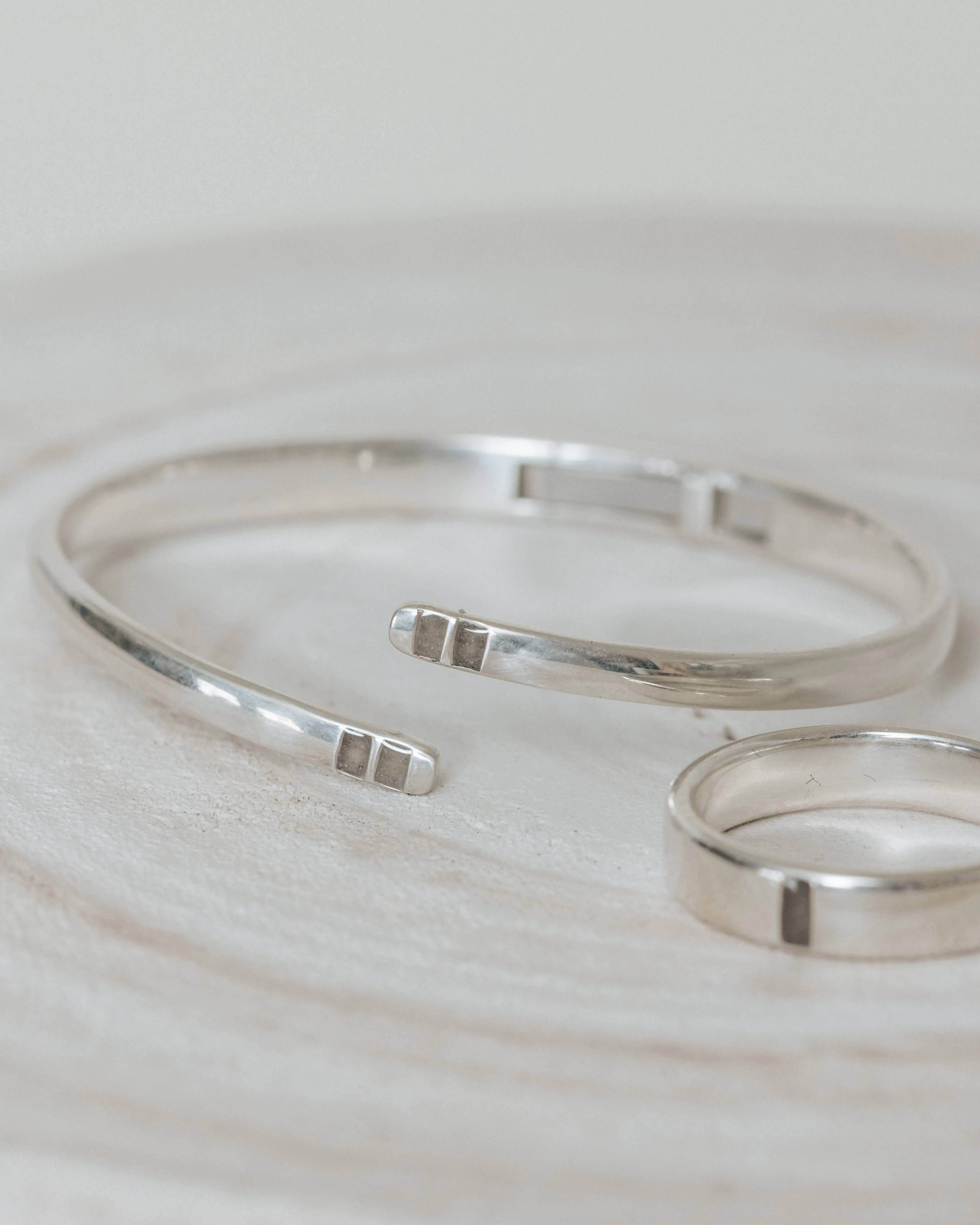 Bypass Hinged Cuff Cremation Bracelet in 14K Yellow Gold