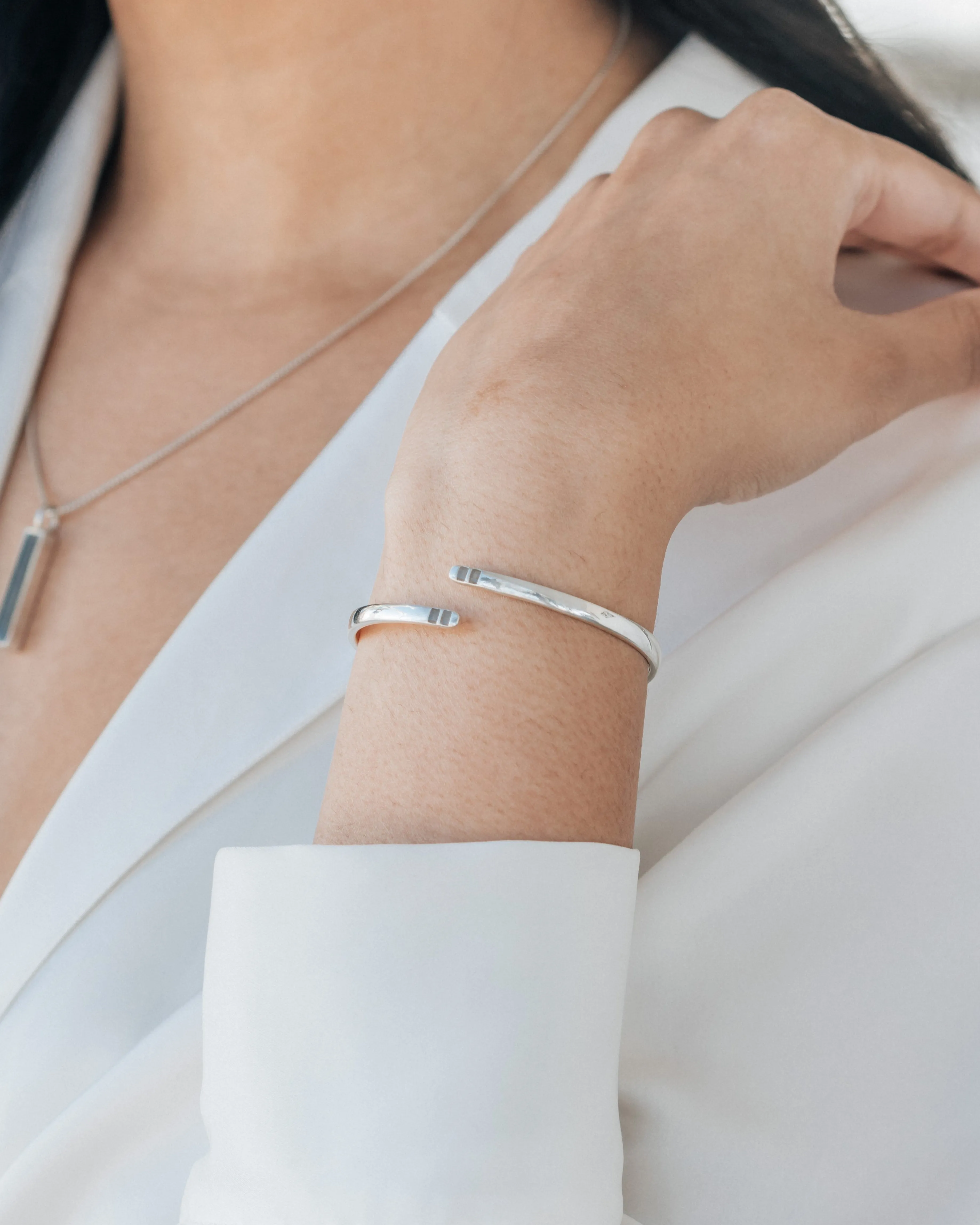 Bypass Hinged Cuff Cremation Bracelet in 14K Yellow Gold