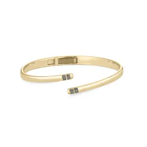 Bypass Hinged Cuff Cremation Bracelet in 14K Yellow Gold