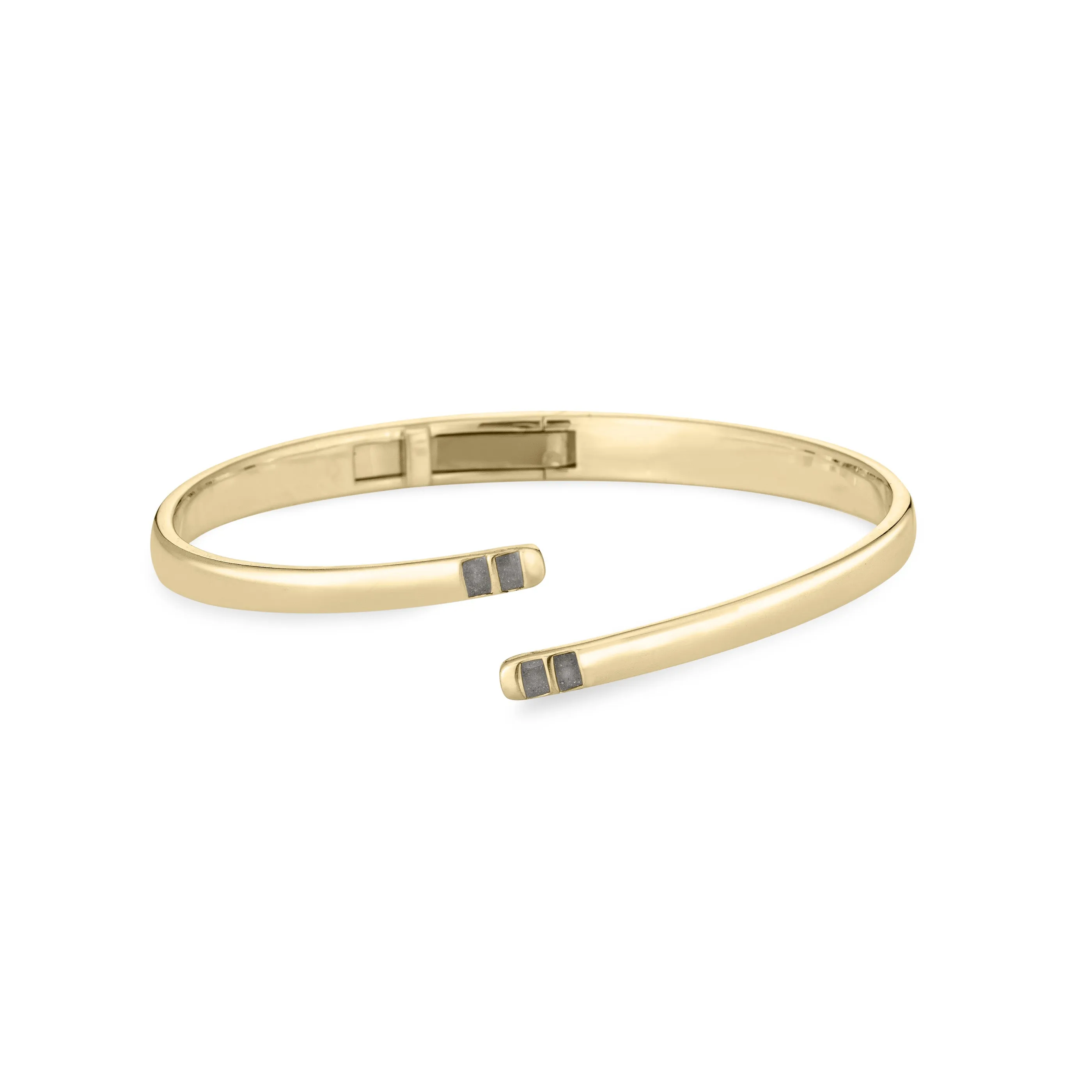 Bypass Hinged Cuff Cremation Bracelet in 14K Yellow Gold