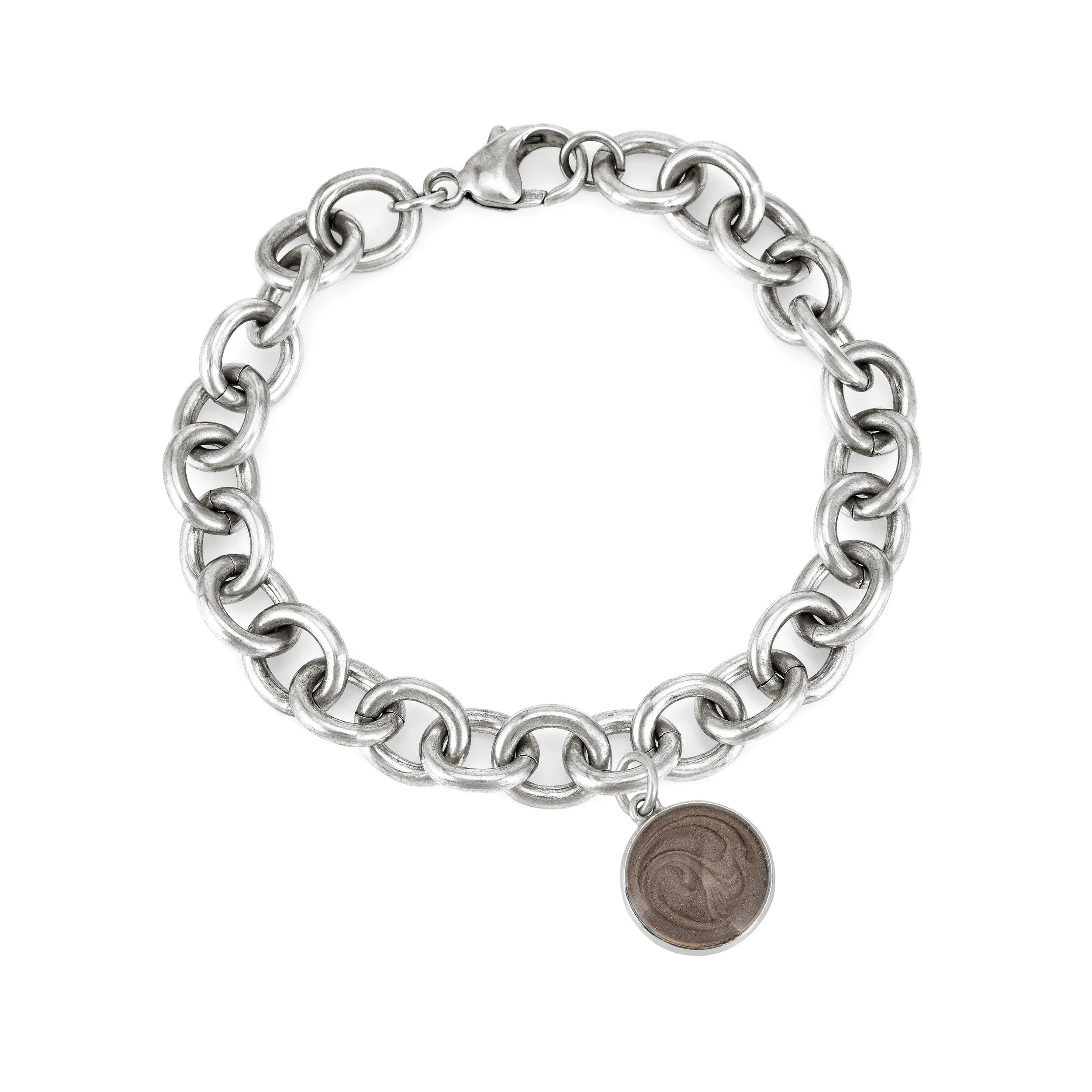 Cable Chain Bracelet with Various Cremation Charms in Sterling Silver
