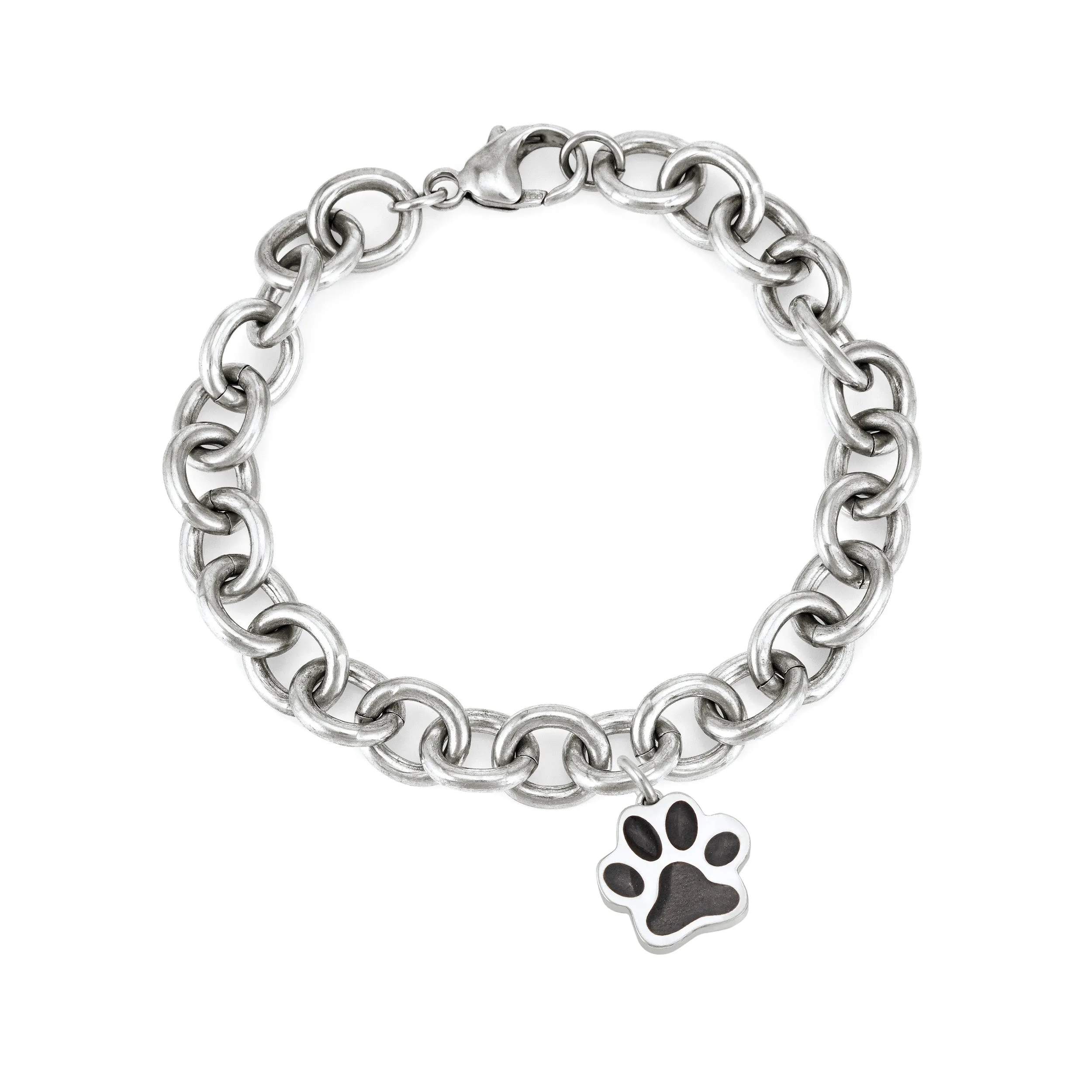 Cable Chain Bracelet with Various Cremation Charms in Sterling Silver