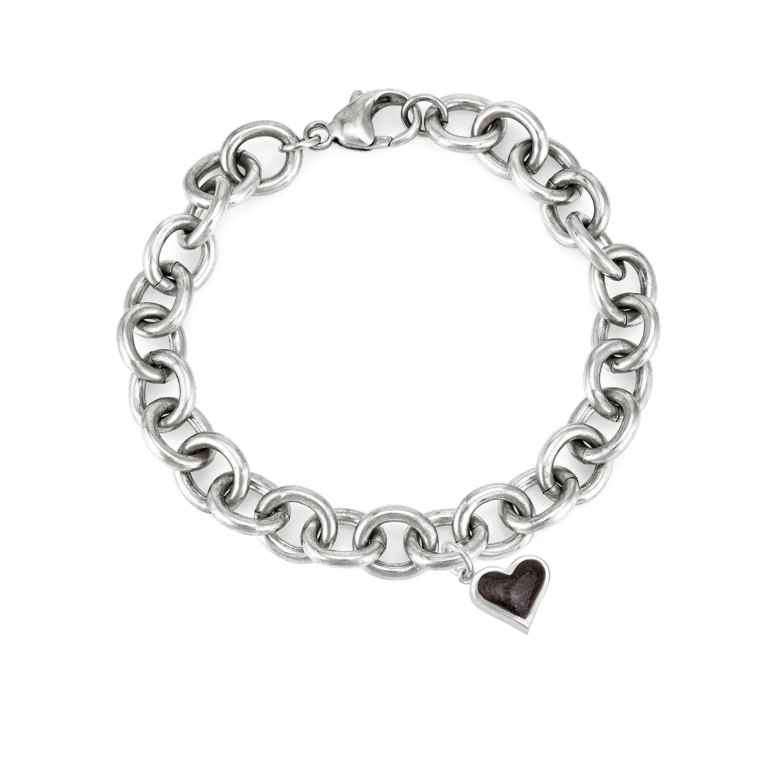 Cable Chain Bracelet with Various Cremation Charms in Sterling Silver