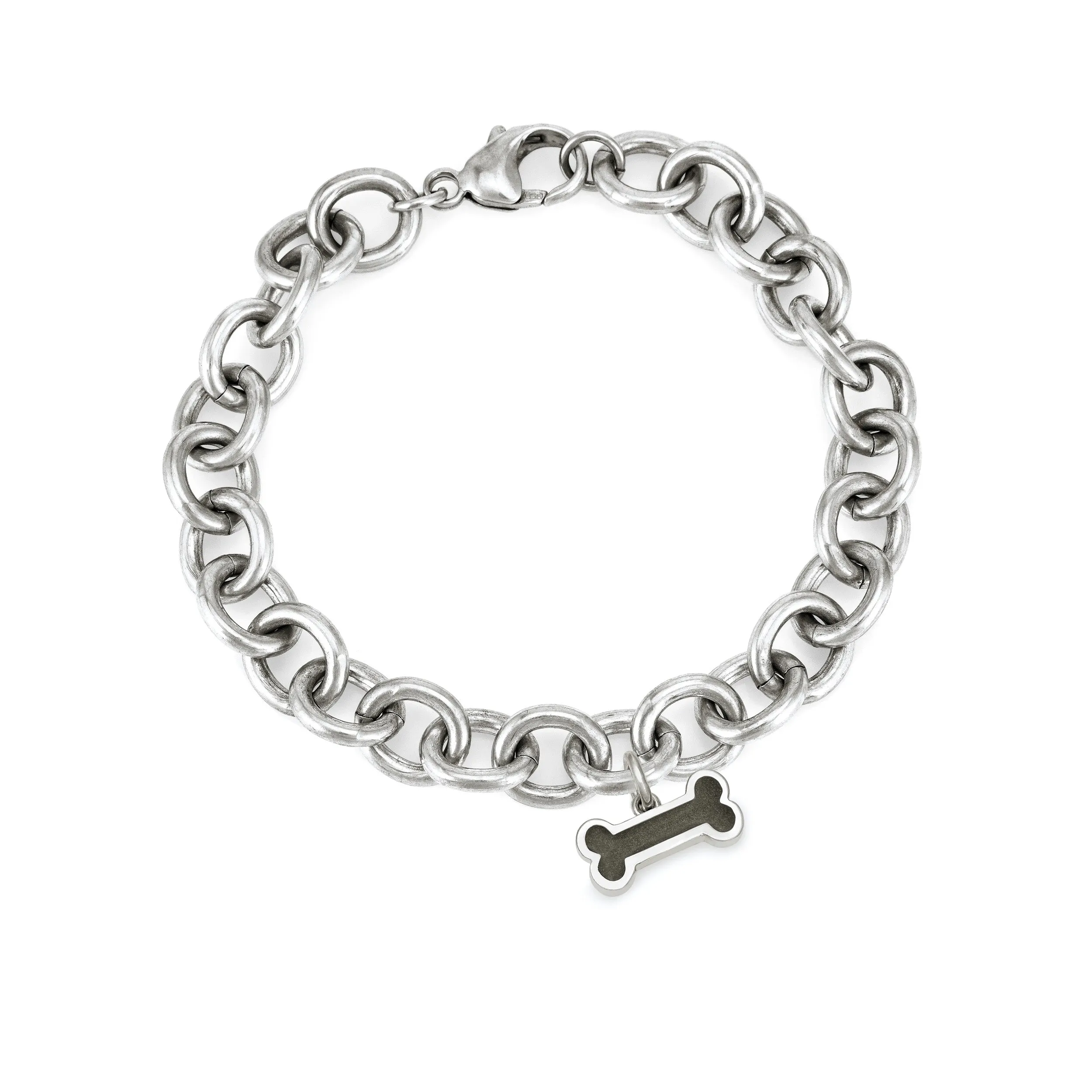 Cable Chain Bracelet with Various Cremation Charms in Sterling Silver