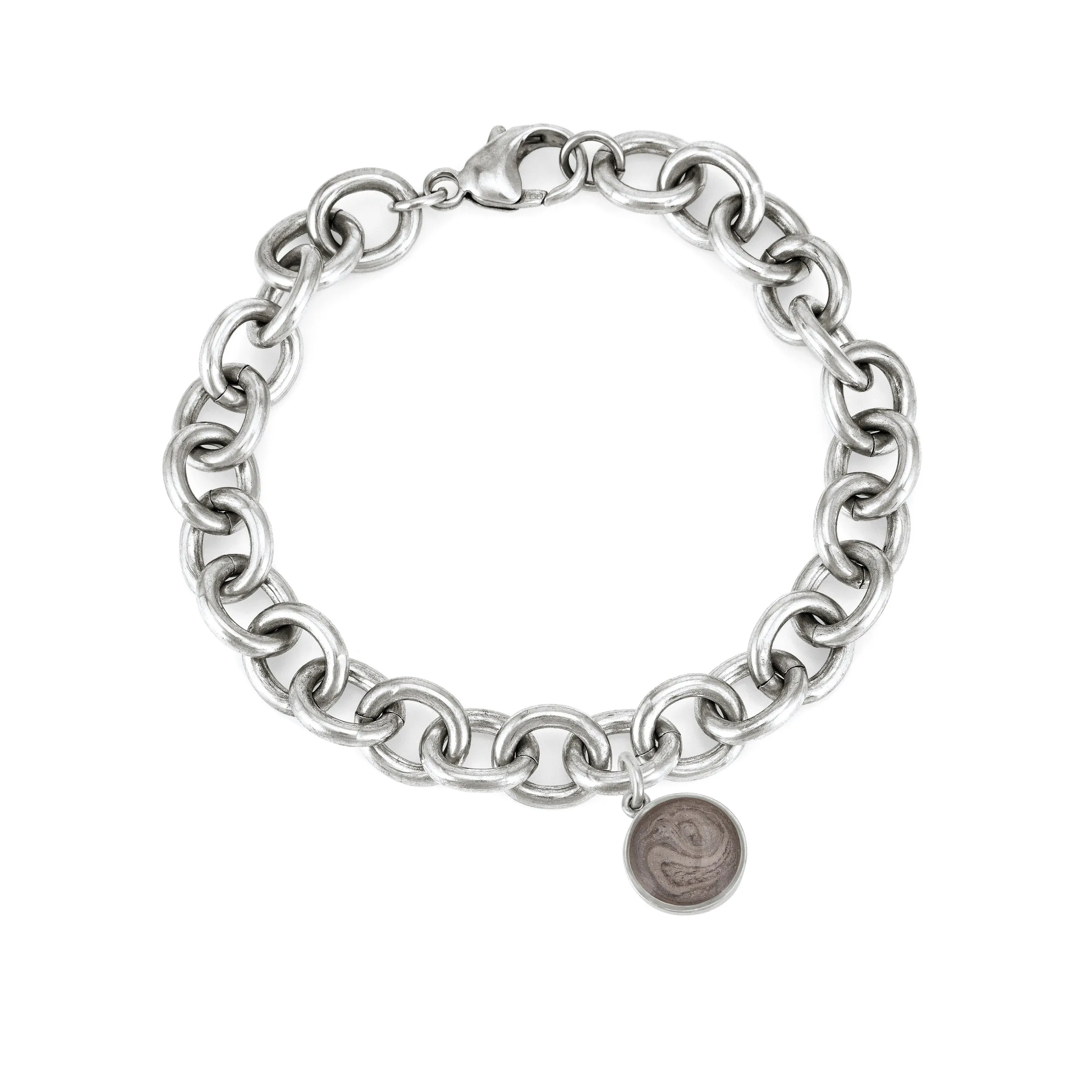 Cable Chain Bracelet with Various Cremation Charms in Sterling Silver