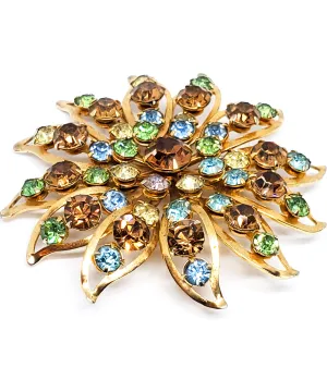 Carnival atomic Rhinestone flower scatter brooch mid century pin