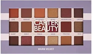 Carter Beauty 18 Shade Eyeshadow Palette | Long Lasting Eye Shadow Makeup | Shimmer & Matte Vibrant Colors (Warm Velvet)