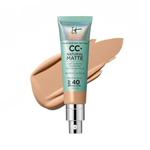 CC  Cream Natural Matte Foundation with SPF 40 - Shine-Reducing & Long-Wear Full Coverage Foundation for Oily Skin - with Hyaluronic Acid - Fragrance Free & Non-Comedogenic - 1.08 Fl Oz
