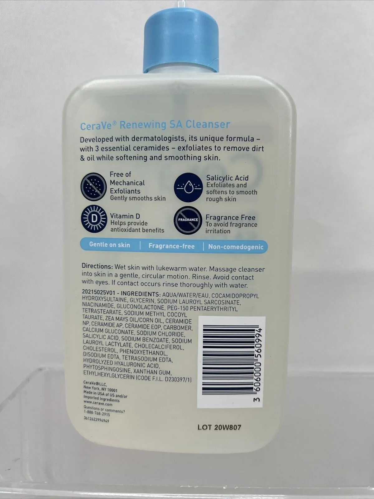 Cerave Renewing SA Cleanser Exfoliate Smooth ￼ceramides Normal ￼16oz No Pump