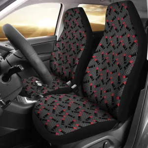 Charcoal Gray Black Polka Dots With Lipstick Tubes Car Seat Covers