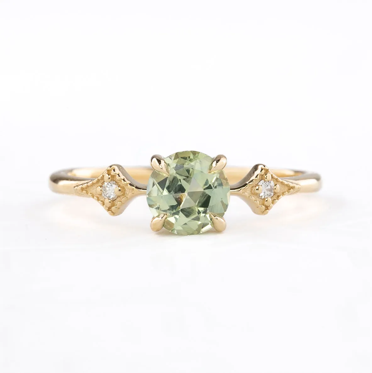 Charlene Ring 0.91ct Mint Green Montana Sapphire, 14k Yellow Gold (One of a kind)