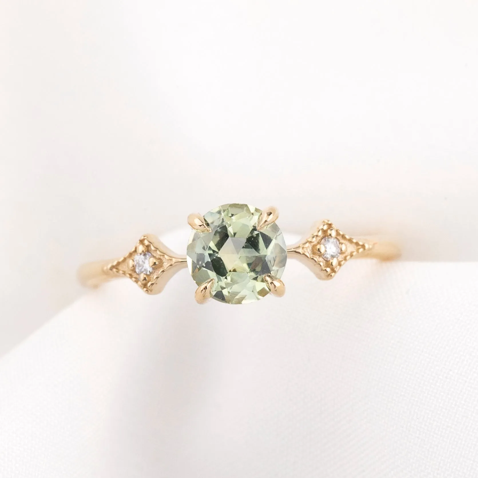 Charlene Ring 0.91ct Mint Green Montana Sapphire, 14k Yellow Gold (One of a kind)