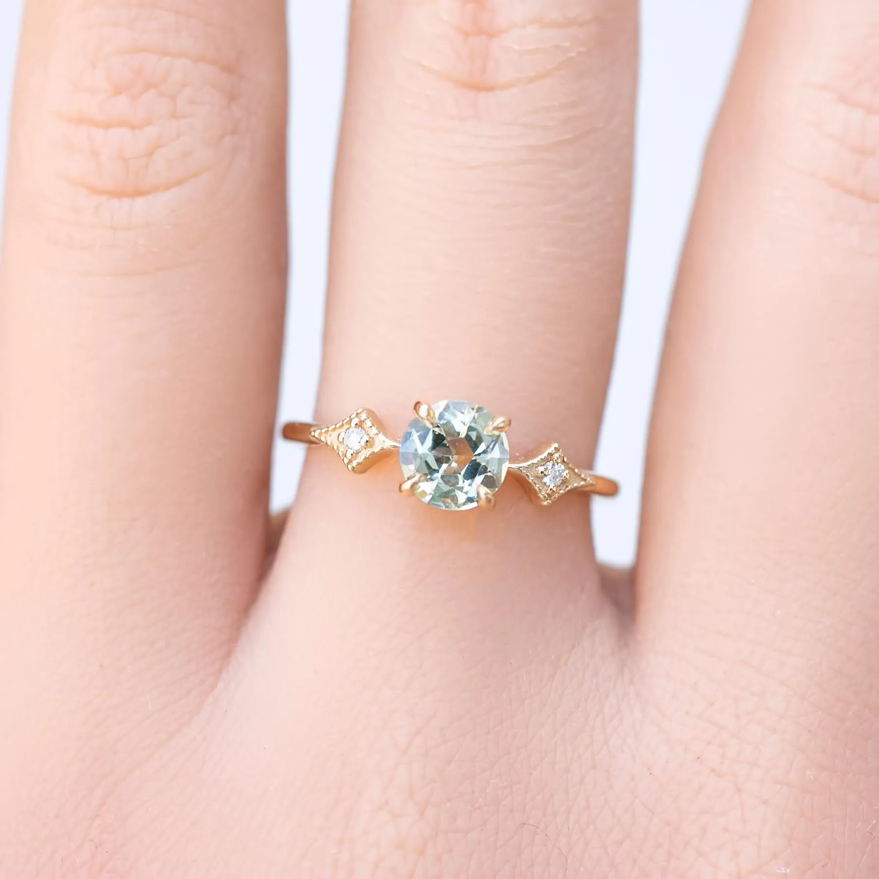 Charlene Ring 0.91ct Mint Green Montana Sapphire, 14k Yellow Gold (One of a kind)