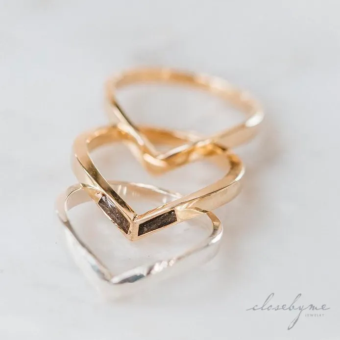 Chevron Cremation Ring in 14K Rose Gold