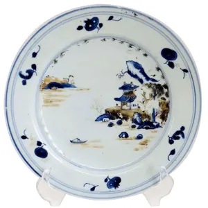 Chinese Export Porcelain Boatman and Six-Flower Nanking Cargo Shipwreck Plate