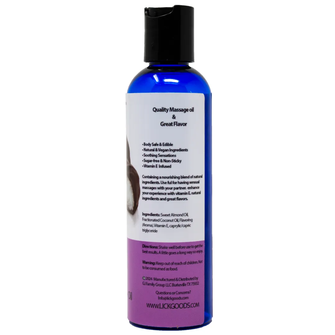 Chocolate and Coconut Flavored Massage Oil