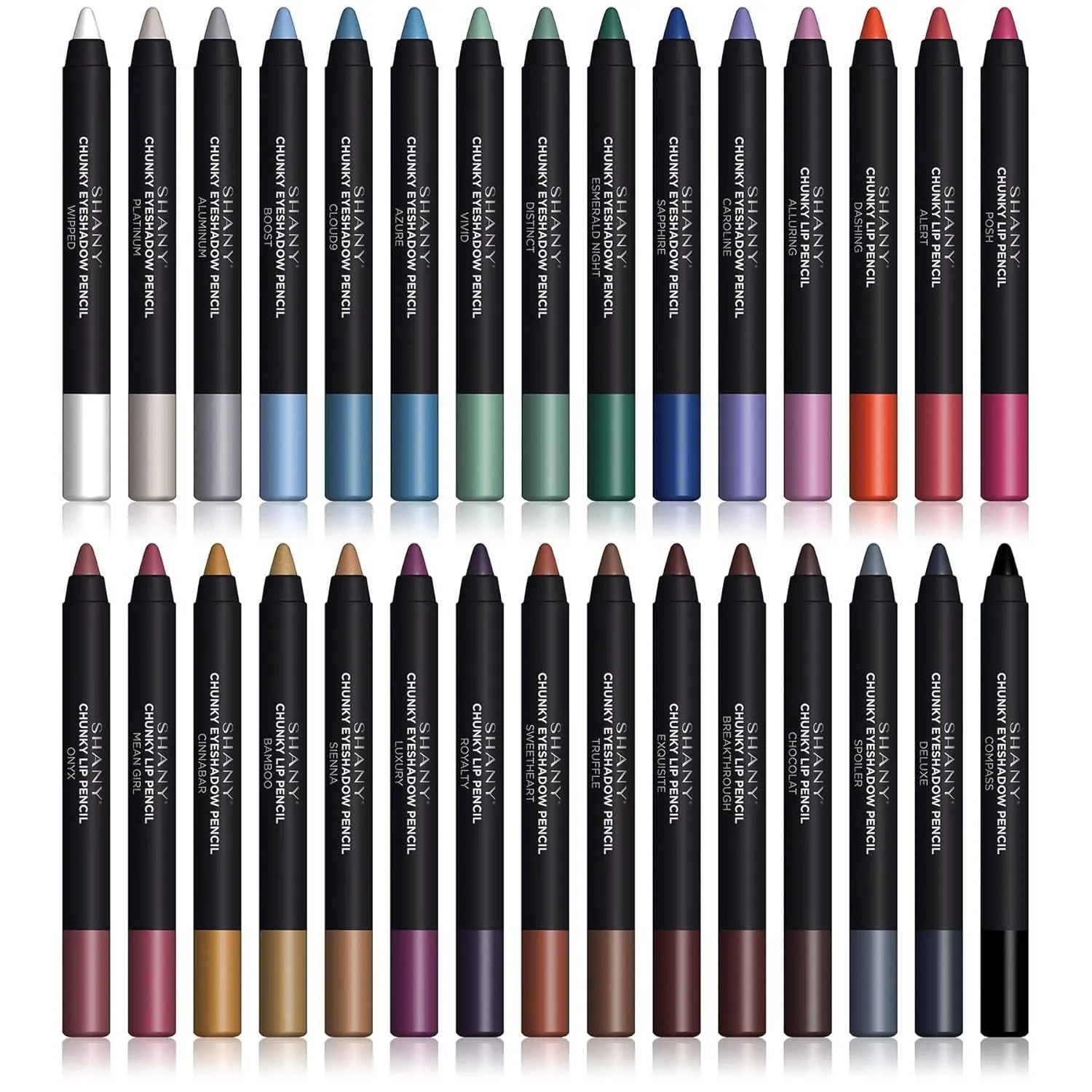 Chunky Eyeshadow Pencils Lip Liner, Eyeliner, Eye Pencils - Multi-Use Chunky Pencils for Eye Shadow, Lip Makeup, Lipstick with Vitamin E and Aloe Vera - Premium Packaging - Set of 30 Colors