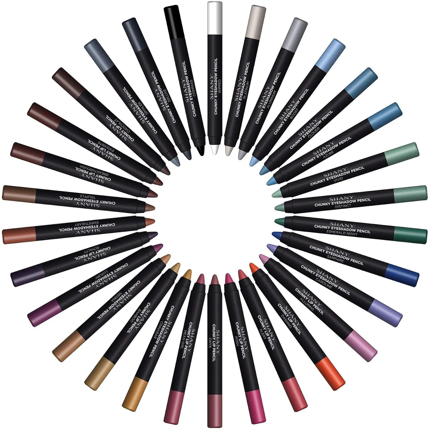 Chunky Eyeshadow Pencils Lip Liner, Eyeliner, Eye Pencils - Multi-Use Chunky Pencils for Eye Shadow, Lip Makeup, Lipstick with Vitamin E and Aloe Vera - Premium Packaging - Set of 30 Colors