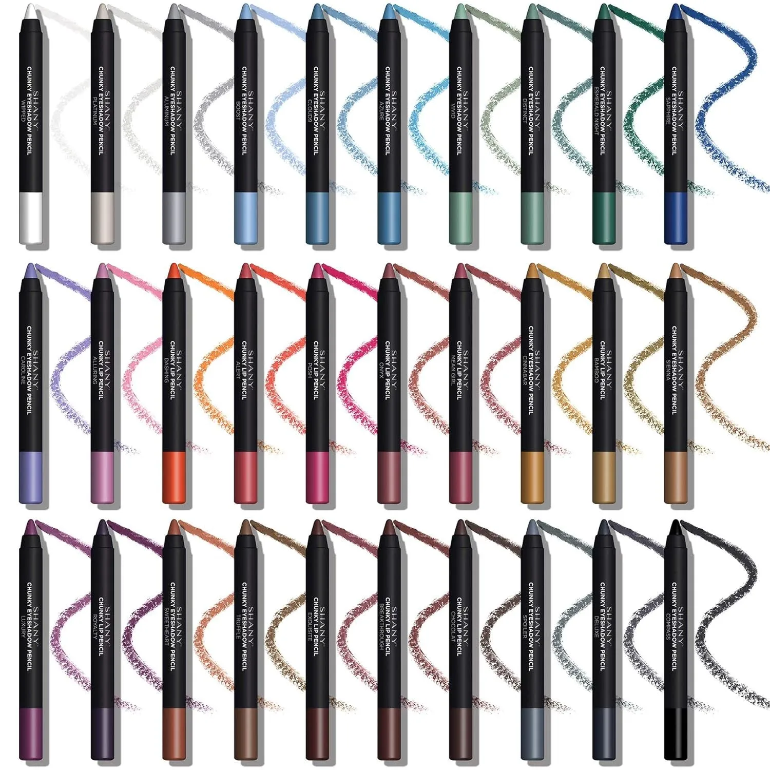 Chunky Eyeshadow Pencils Lip Liner, Eyeliner, Eye Pencils - Multi-Use Chunky Pencils for Eye Shadow, Lip Makeup, Lipstick with Vitamin E and Aloe Vera - Premium Packaging - Set of 30 Colors