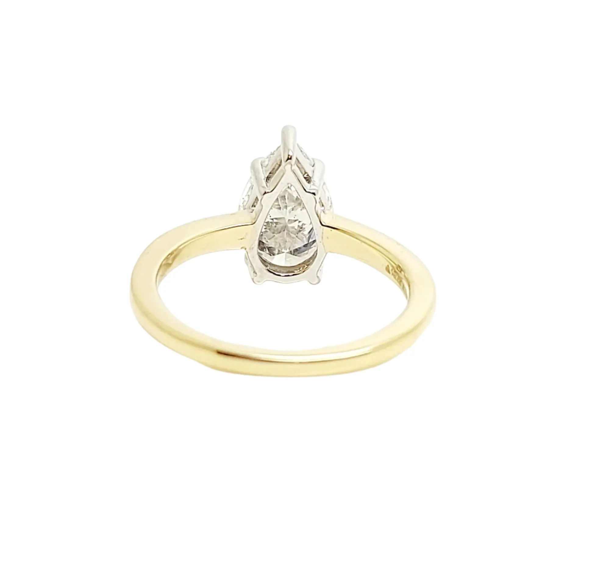Classic Pear Shape Solitaire Ring in White & Yellow  Gold