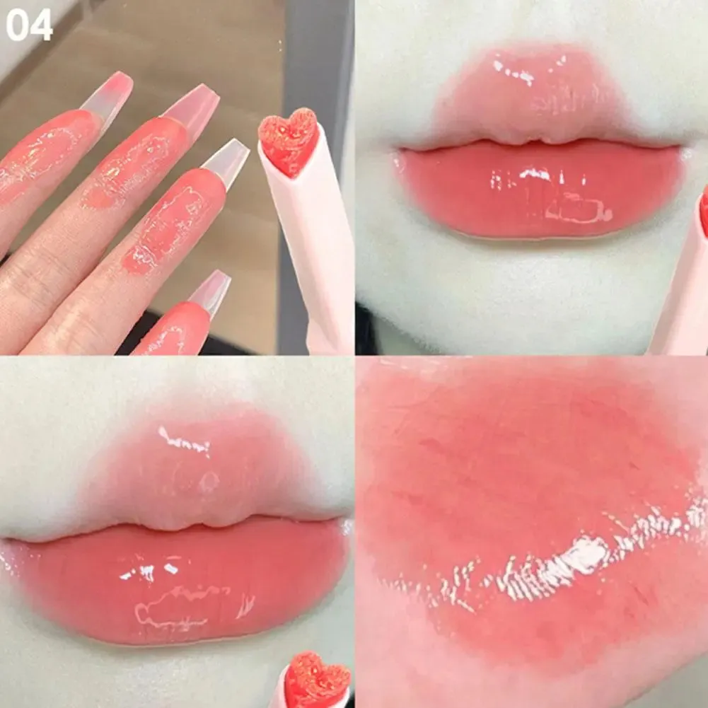 Clear Water Light Solid Lip Gloss - Heart-shaped Mirror Lip Glaze for Moisturized Lips