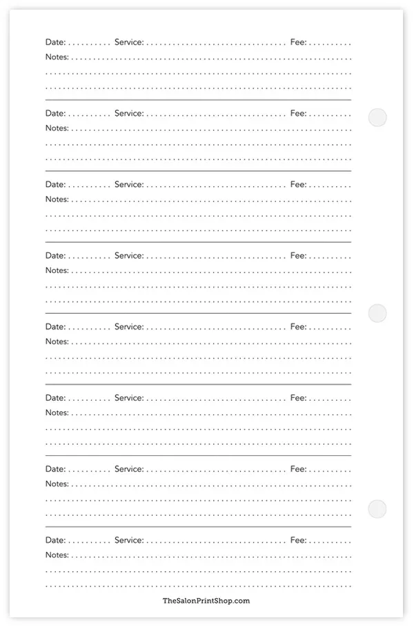 Client Record Cards - Make-up