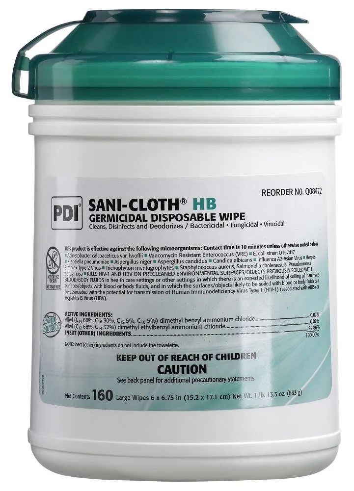 Clini-Tech Ii Disinfectant Wipe, 6" X 7", 160/Tb