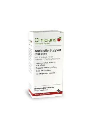 CLINICIANS Antibiotic Support 20 Vegetable Capsules