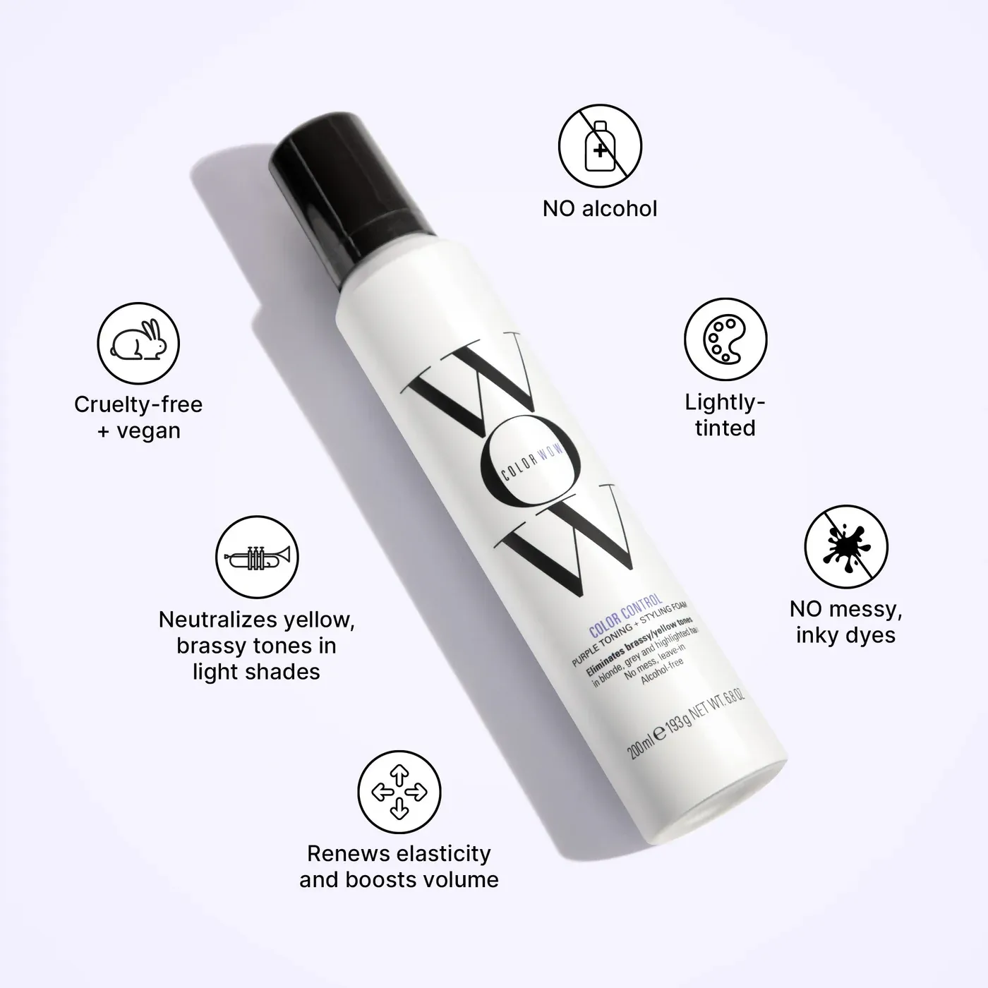 Color Wow Color Control Purple Toning   Styling Foam 200ml