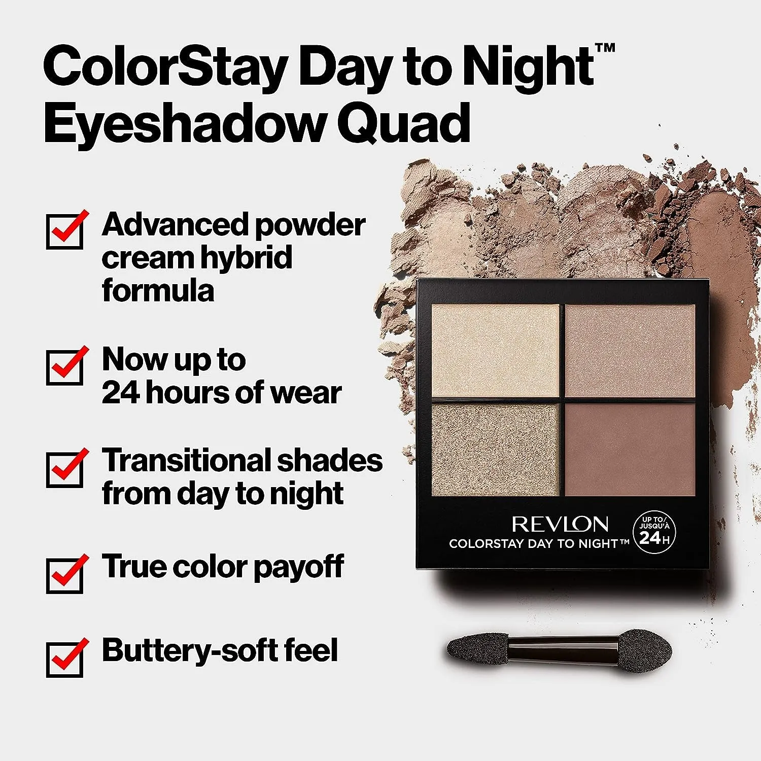 Colorstay Day to Night Eyeshadow Quad, Longwear Shadow Palette with Transitional Shades and Buttery Soft Feel, Crease & Smudge Proof, 530 Seductive, 0.16 Oz