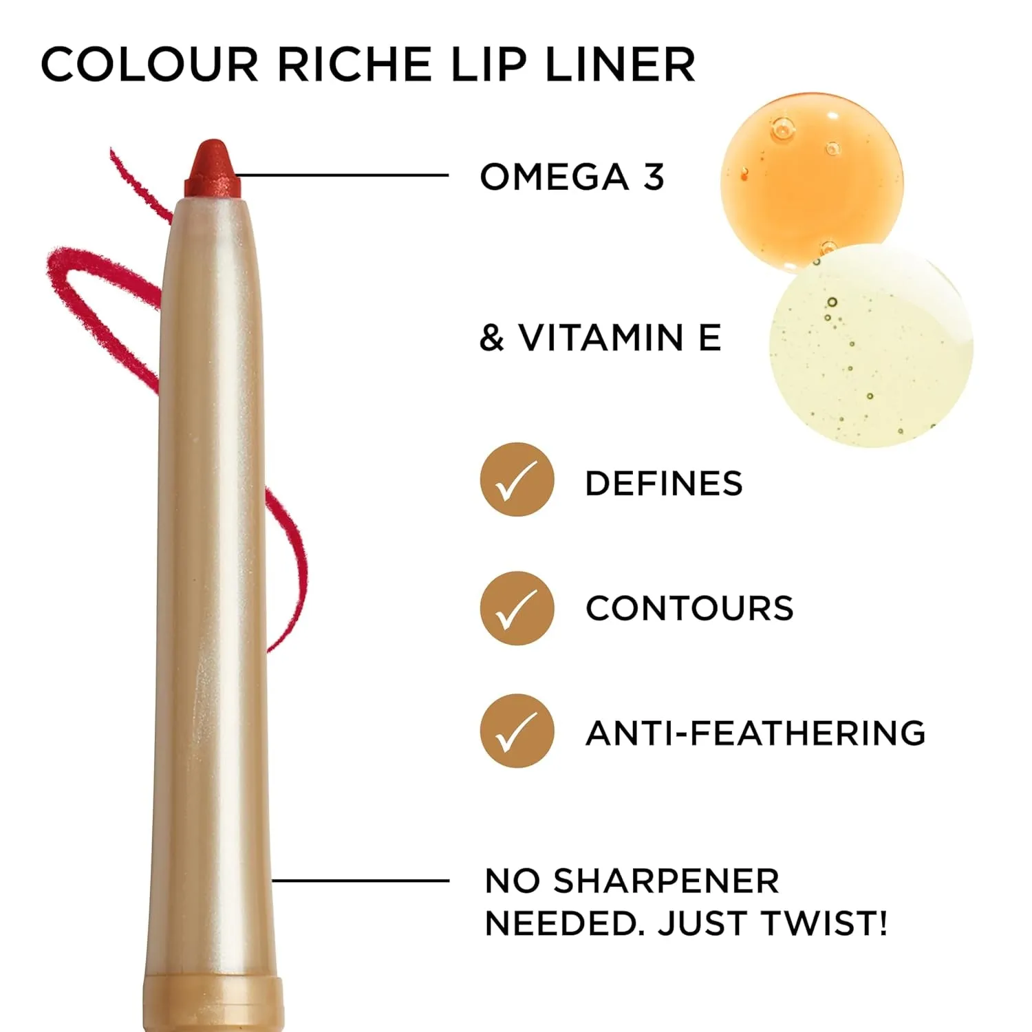 Colour Riche Lip Liner Pencil, Creamy Lip Liner with Omega 3 and Vitamin E, 780 Au Naturale (Soft Neutral Beige)