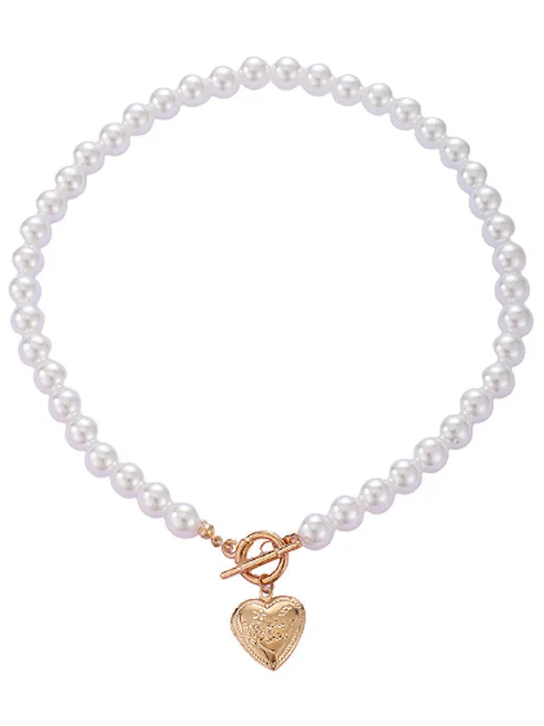 Combo Of Pearl Heart Pendant With Earrings Set