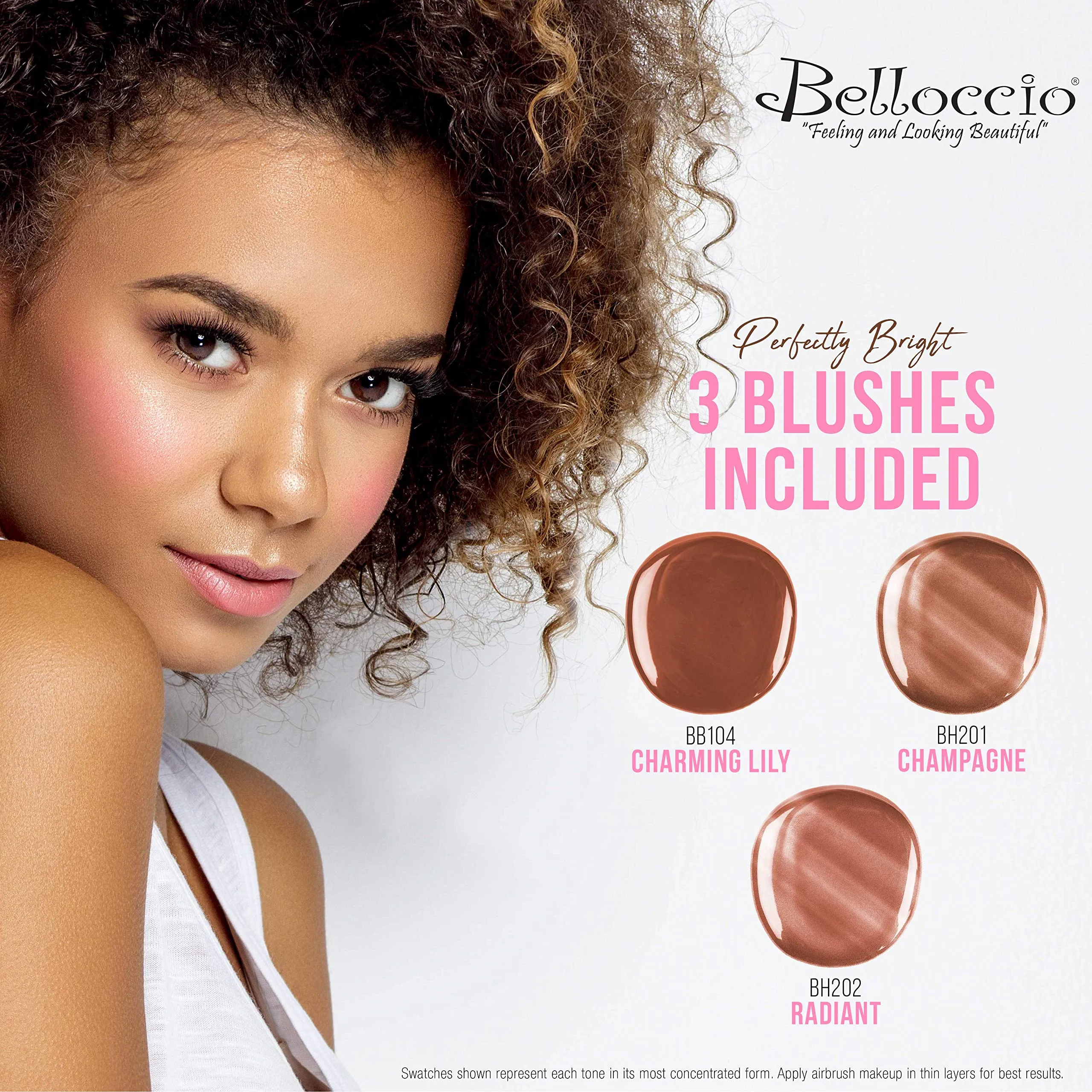 Complete Professional Belloccio Airbrush Cosmetic Makeup System with a MASTER SET of All 17 Foundation Color Shades in 1/4 oz Bottles - Blush, Bronzer, Highlighters
