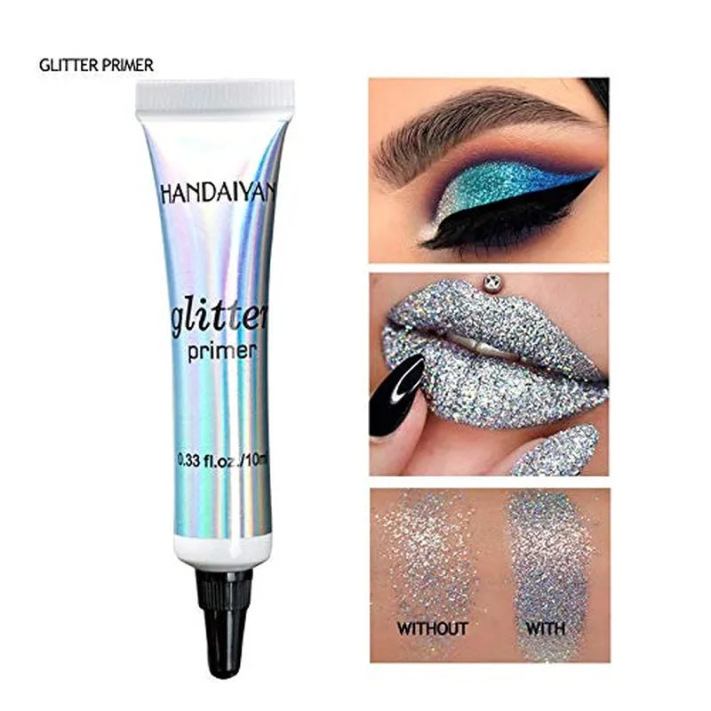 Cosmetic Glitter Glue Long Lasting Makeup Glitter Primer Gel Waterproof & Smudgeproof Primer Base Glue for Body Eyes Face Lip with Glitter, Body Jewels, Rhinestones (2 PCS, 10 Ml)
