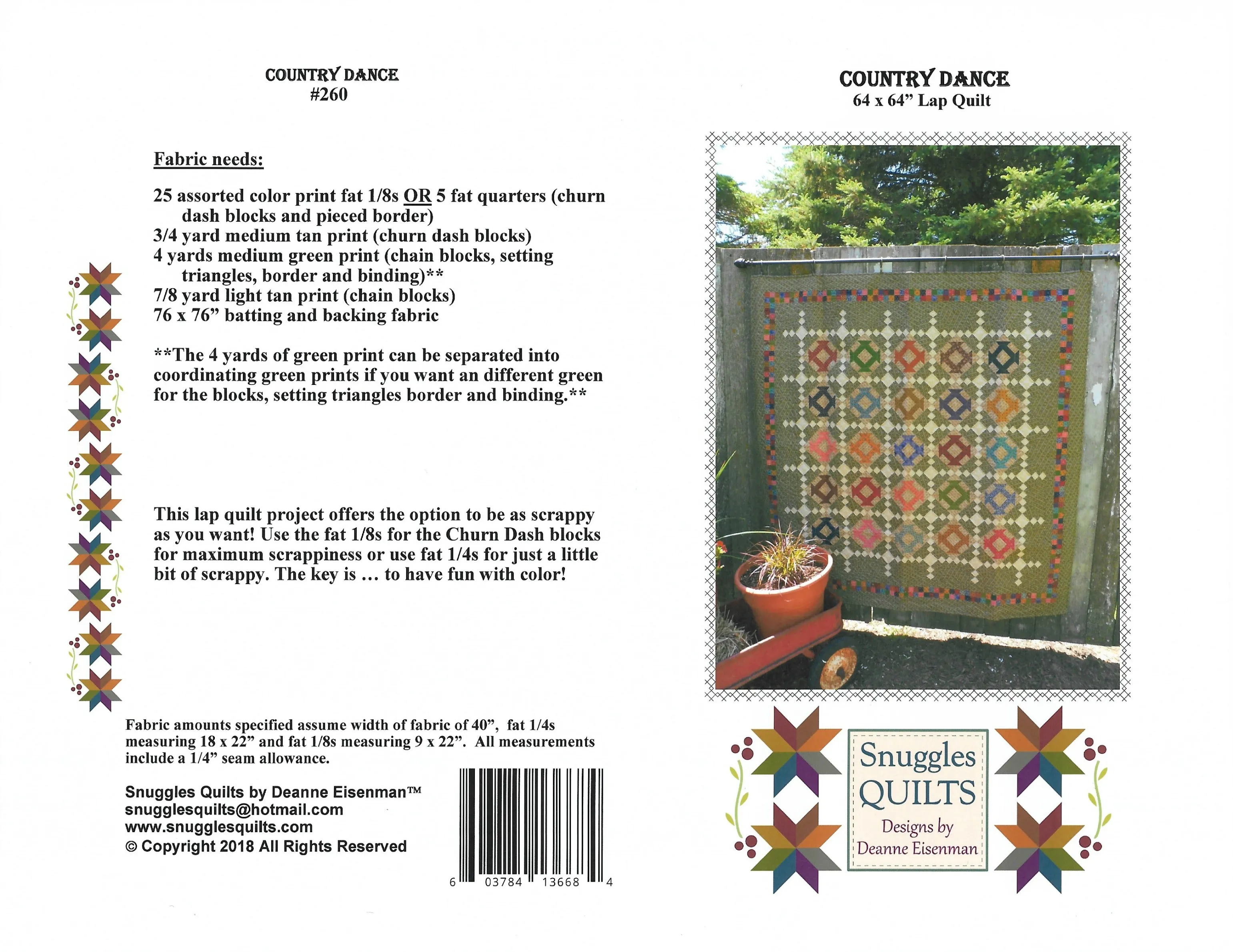 Country Dance Lap Quilt Pattern - PDF