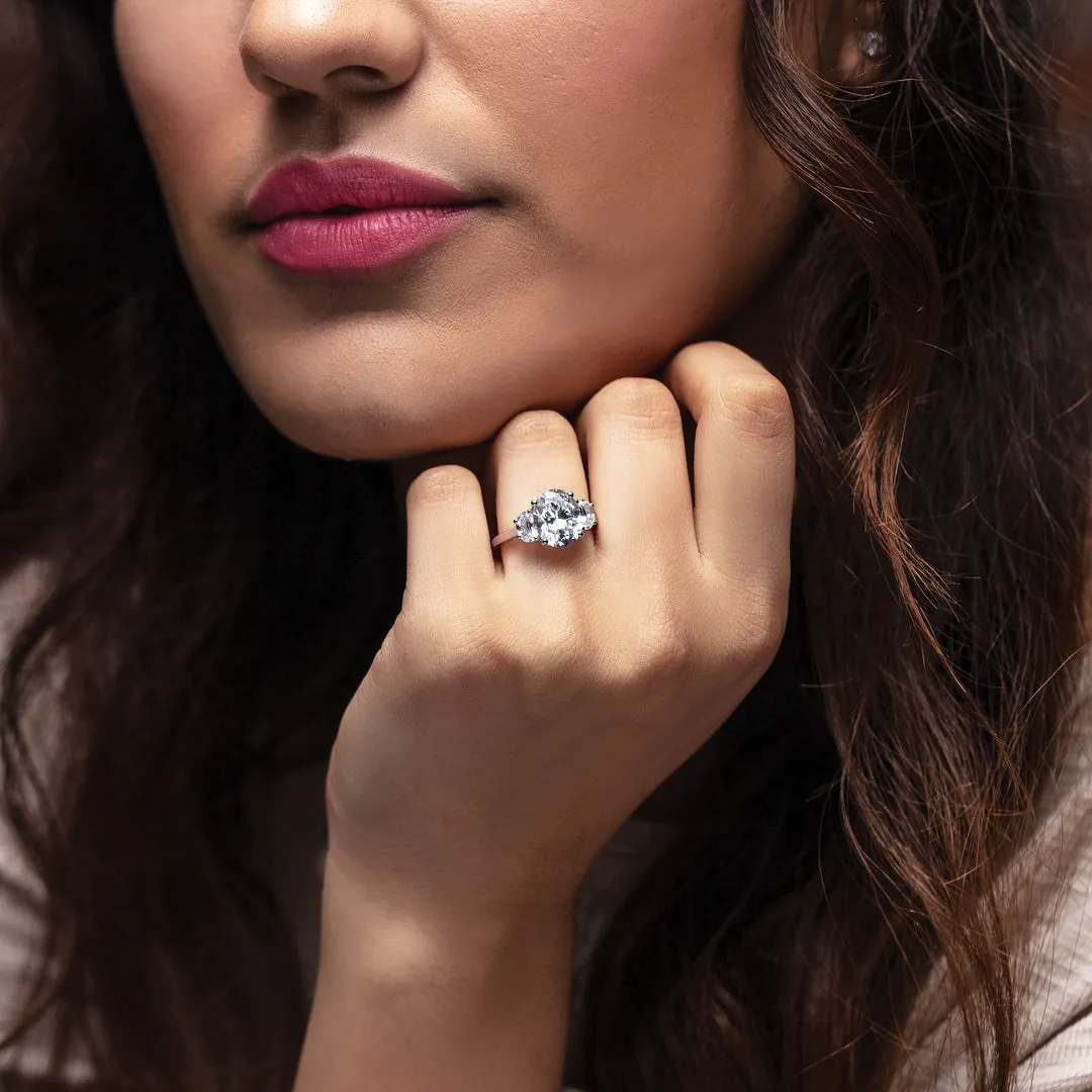 Cove Three-Stone Half-Moon Engagement Ring (Setting Only)