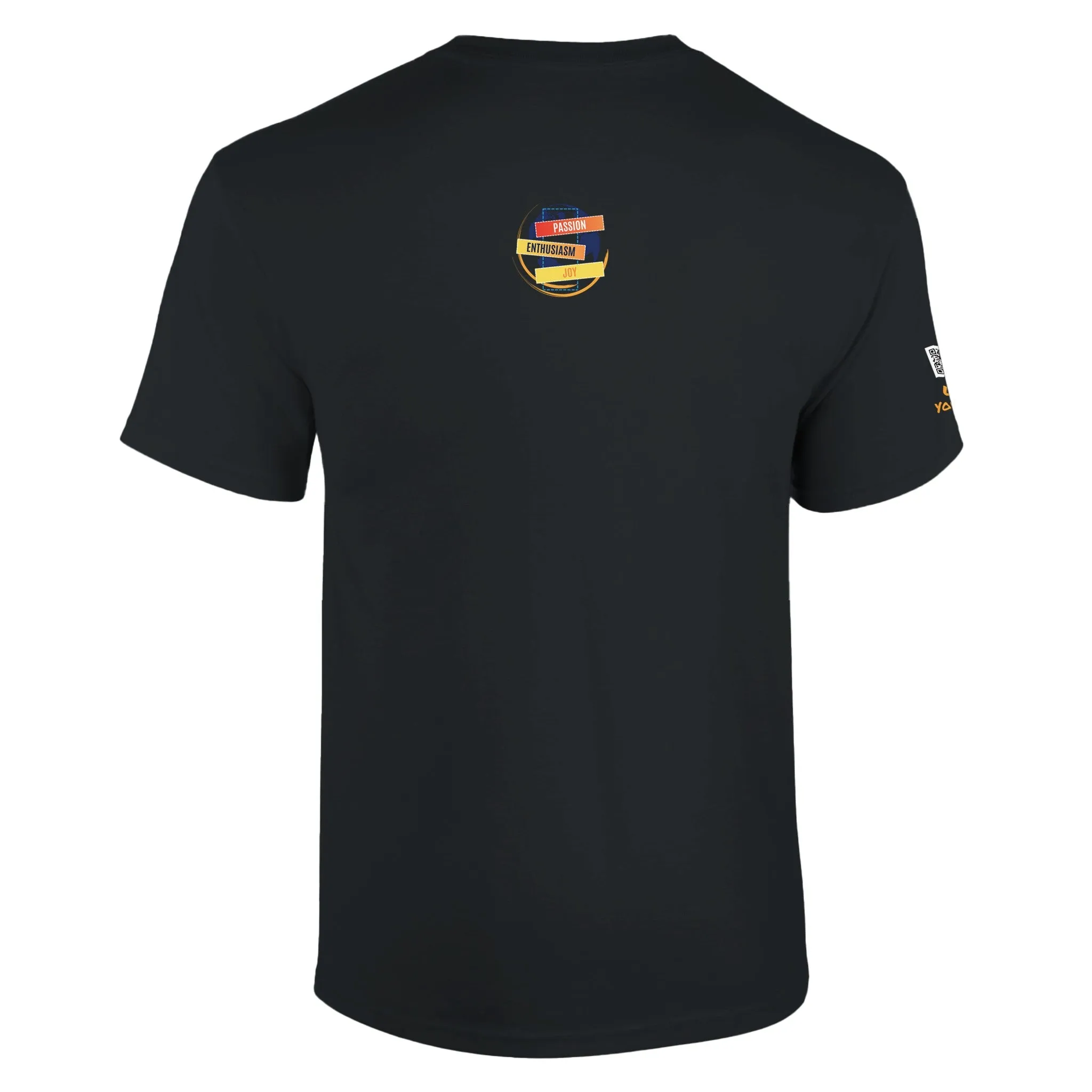 Crewneck T-Shirt – Passion, Enthusiasm, Joy | Customizable with QR Code