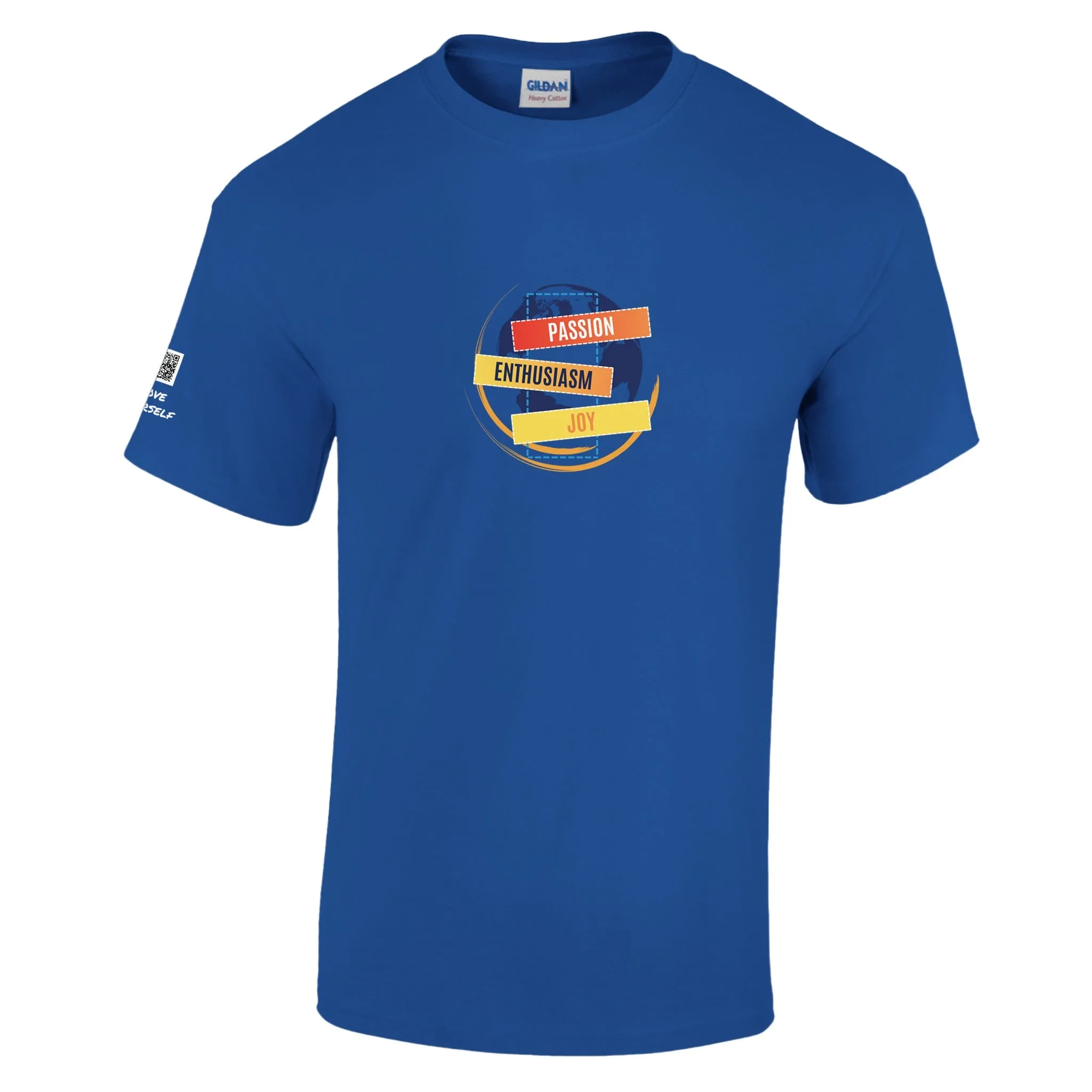 Crewneck T-Shirt – Passion, Enthusiasm, Joy | Customizable with QR Code